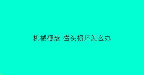 机械硬盘 磁头损坏怎么办